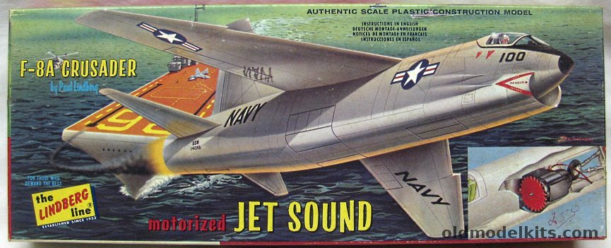 Lindberg 1/48 F-8A Crusader Motorized with Jet Sound, 307M-129 plastic model kit